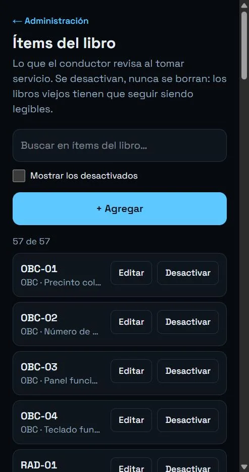 Catálogo de ítems del libro
